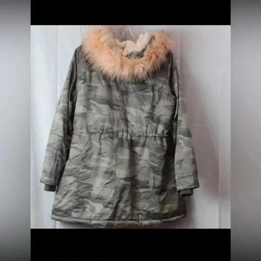 TORRID GRAY CAMO TWILL FUR LINED‎ PARKA WINTER JACKET 00